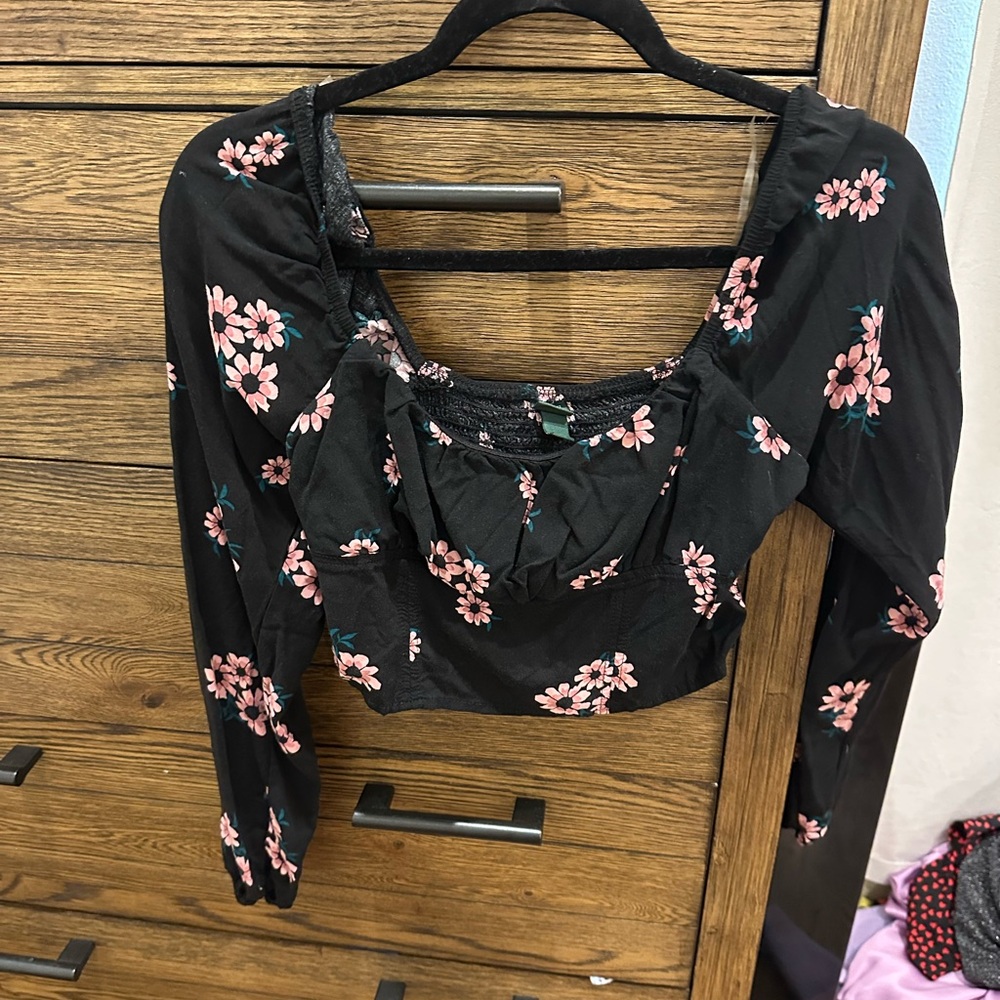 Floral Black and Pink Women's Top